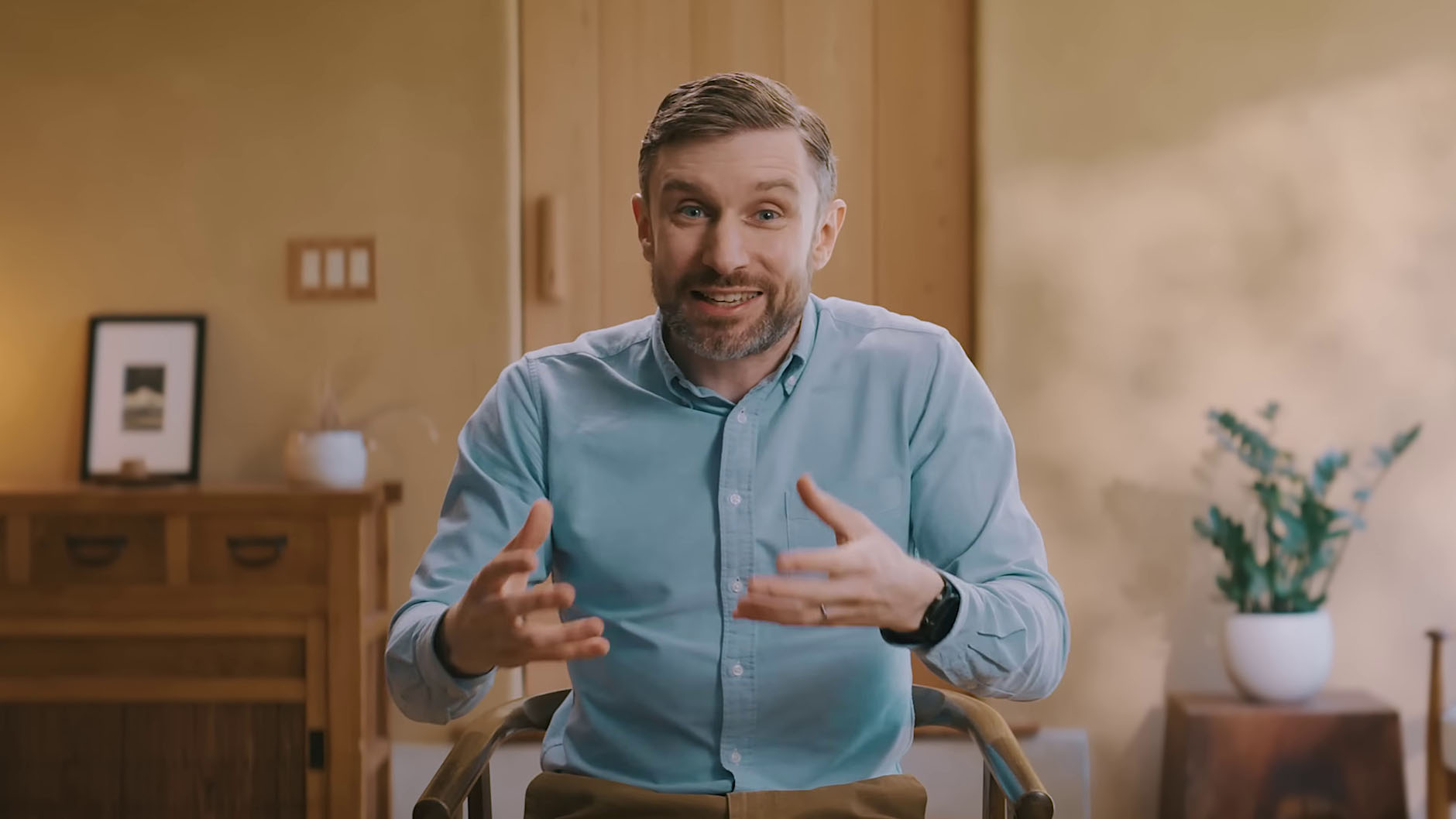 Video still of Andrew Steele during the Big Think interview